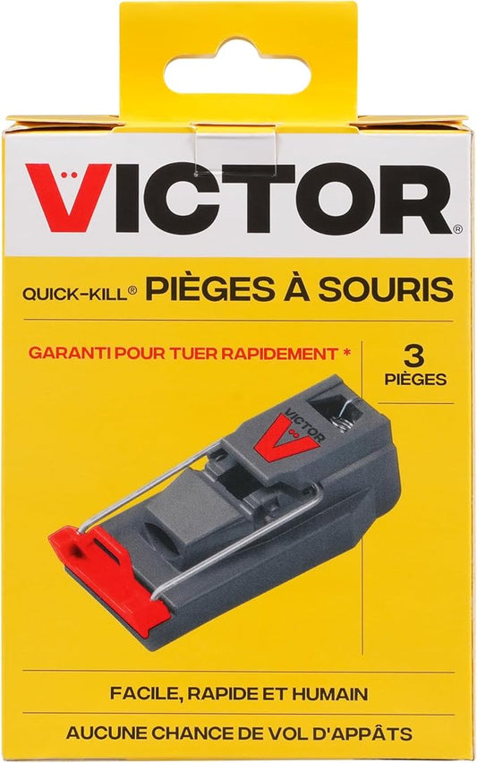 Victor M140-3B Quick-Kill Mouse Traps Indoor for Home - 3 Reusable Mouse Traps