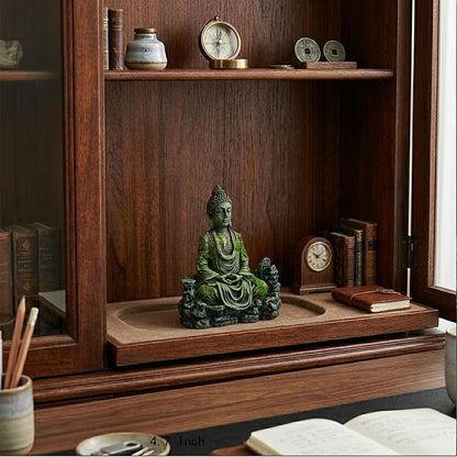 Meditating Buddha Statue, Large Aquarium Decor Accessories, Resin Zen Garden Decor for Aquarium Fish Tank, Outdoor Patio and Indoor Home Office Shelf (Gray Buddha)
