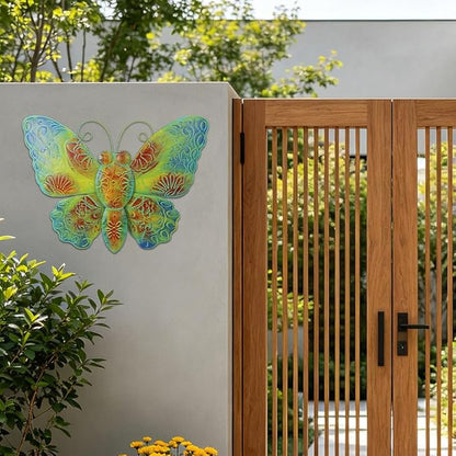 VEWOGARDEN Butterfly Wall Decor, Large Outdoor Metal Hanging Wall Art for Home Outside Patio Garden Fence Decorations, Turquoise