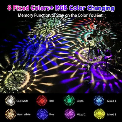 JNOEC 12Pack Solar Pathway Lights Outdoor, Color Changing+8 Fixed Color (Warm White, Cool White, Colored) Solar Lights Outdoor, Bright Solar Powered Garden Light