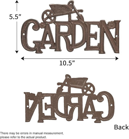 Sungmor Vintage Cast Iron GARDEN Plaque,Decorative Heavy Duty Wall-mounted Signs,Rustic Farmhouse Outdoor Wall or Fence Decor for Garden