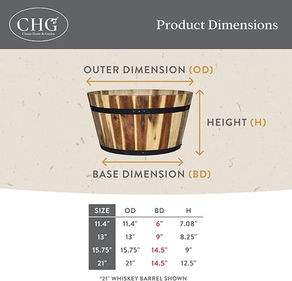 5/800/3 Wood Barrel Set of 3 Planters, Acacia