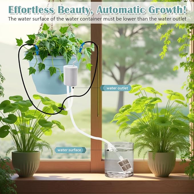 RooTrimmer Hanging Planters 10 Inch, 4 Pcs Flower Pots Automatic Watering System Set, Self Watering Hanging Basket with Drainage Hole for Indoor Outdoor Plants, Decor, Blue