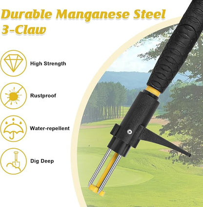 Gbekery 39" Stand Up Weed Puller Tool - Heavy Duty Detachable 3-Claw Weeder with Ergonomic Long D-Handle | Tools for Effortless Garden Weed Removal (Dandelions, Thistles & More)