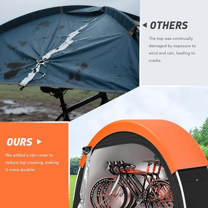 Upgraded Bike Tent with Rain Cover, Portable Outdoor Storage Shed for 2-3 Bikes, 210D Oxford Fabric PU4000 Waterproof, Bike Shed/Bike Cover for Motorcycles, Garden Tools, Lawn Mower