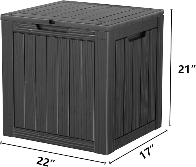 30 Gallon Resin Outdoor Storage Box and Patio Furniture Side Table for Pool and Garden Accessories, Black
