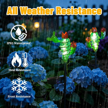 Viveta 2Pack Garden Solar Lights - Cactus Solar Figurine Lights Stake | Waterproof Outdoor Decor for Pathway, Patio，Lawn