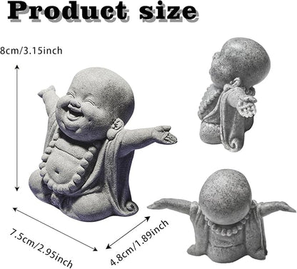 LIYAOLI Sandstone Laughing Buddha Statue for Fish Tank Decorations, Aquarium Decor Ornament, Betta Fish Tank Accessories, Zen Monk Sculpture for Wealth Good Luck Feng Shui, Home Office Car Decoration