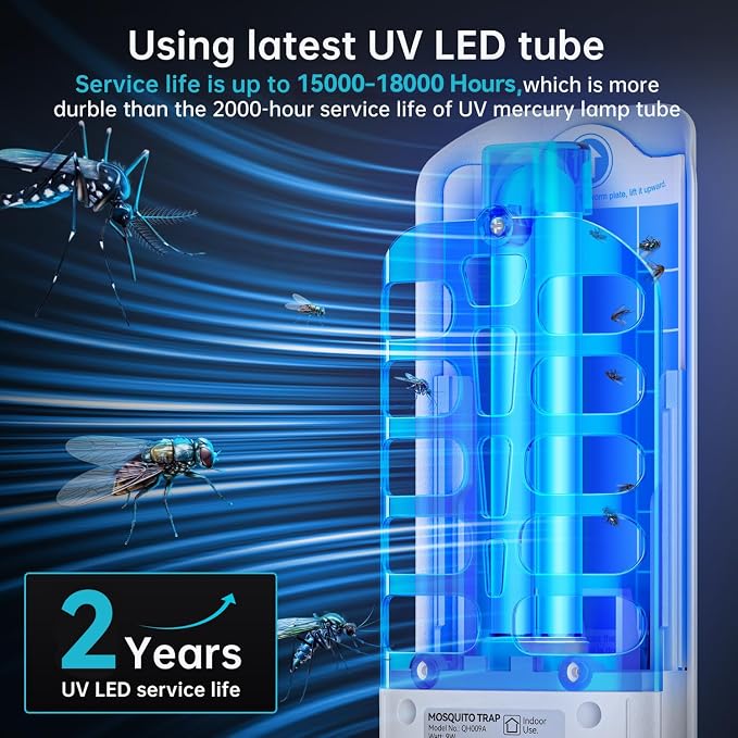 Fruit Fly Traps Indoor for Home: Plug in Mosquito Bug Zapper Gnat Moth Catcher with 9W Night UV Light, 2 Devices 20 Sticky Glue Board Refills for Indoors Flying Insect Trap