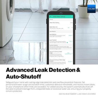 NSF Certified YoLink FlowSmart All-in-One Smart Water Meter & Auto Shutoff for 1.25" Pipes, LoRa Long-Range, Real-Time Leak Detection, 10-Year Battery, 80+ Device Ecosystem, Hub Included – YS5018