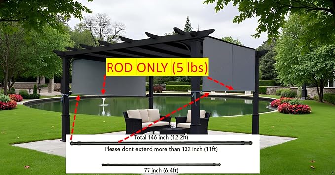ALISUN Length Adjustable Weight Rods/Pull Tubes for Pergola Canopy (2 Rods Included, from 77 inches to 132 inches)