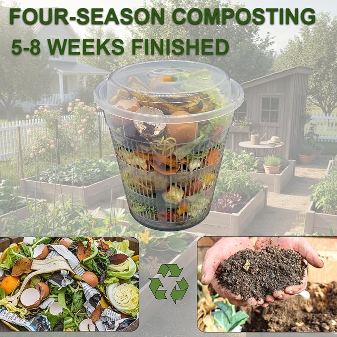 In Ground Composter, 3-Pack Worm Composter 7.5x5.1x6.9IN Outdoor Worm Compost Bin with Holes & Lid for Garden Beds Home Use Backyard Vermicomposting Bin Worm Farm Kit for Beginners Starter