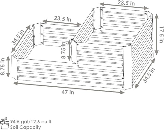 Sunnydaze 2-Tier Galvanized Steel Raised Garden Bed - for Flowers, Plants, and Vegetables - 94.5-Gal Soil Capacity - Silver