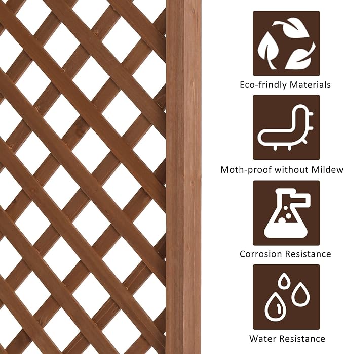 Outvita 7Ft Wooden Garden Arbor Arch, Wood Arbor Trellis, Pergola Archway for Wedding Ceremony Decoration Pergola Plant Climbing Rose Vines Lawn Courtyard Patio Brown