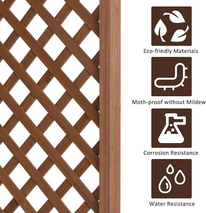 Outvita 7Ft Wooden Garden Arbor Arch, Wood Arbor Trellis, Pergola Archway for Wedding Ceremony Decoration Pergola Plant Climbing Rose Vines Lawn Courtyard Patio Brown