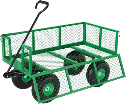 GarveeLife Heavy Duty Steel Garden Cart 500 LBS Capacity 3 in 1 Pullable Garden Wagon with 10 in Wheels for Gardening Soil, Tools, and Plant Transport
