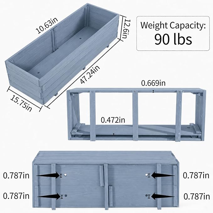 Fir Wood Raised Garden Bed Rectangular Planter for Outdoor Tomato Planter | For Herbs & Flowers Garden Includes Fabric Planter Liner, 4 Drainage Holes
