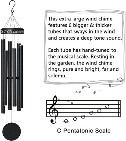 Suntimber 48" Large Wind Chimes for Outside Deep Tone, 6 Heavy Tubed Tubes | Memorial Sympathy Gifts for loss of loved one, Low Tone WindChimes Outdoor Clearance for Garden Yard Patio & Lawn