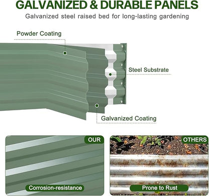 Aoodor 4 x 2 x 1 ft Outdoor Raised Garden Bed, Reinforced Galvanized Steel Planter Box for Vegetables, Flowers,Fruits and Herbs