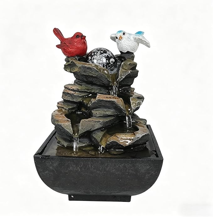 Indoor Water Fountain, Small | Desk Waterfall, Zen Tabletop Design, Home Office Decor, Mini Size