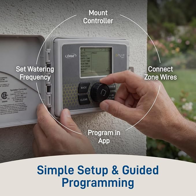 Orbit B-hyve Smart Indoor/Outdoor Sprinkler Controller - 6-Zone - App Controlled Smart Controller with Custom Irrigation Schedules - Weatherproof Multi-Zone Sprinkler System - 57946