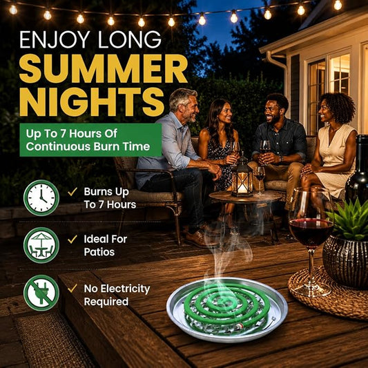 20 Pack Mosquito Repellent Coils, Natural Citronella Incense for Patio & Outdoor - 7 Hour Long Lasting Bug Repellent for Yard, Camping & Deck - Plant Based Insect Control with 1 Holder 2 Stands