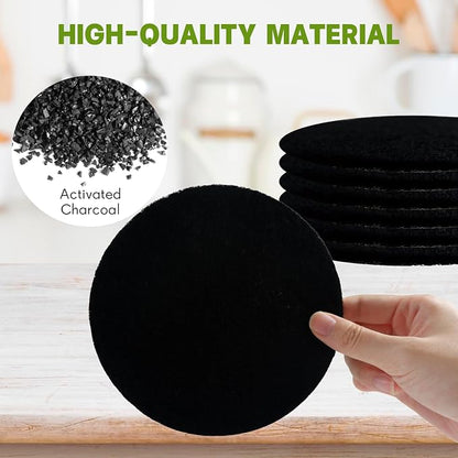 6 Pack Charcoal Filters for Compost Bin Bucket, 5 Inch Round Activated Carbon Charcoal Replacement Filters for Kitchen Countertop and Home Bucket Compost Bin (Refill, Odor Eliminating)