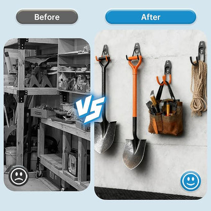 GeeWatom Garage Storage Utility Hooks，Garage Garden Tool Organizer，Steel Wall Mount Hooks, Garden Small U Hooks (6 Pack-Black)