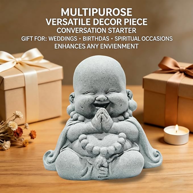 Buddha Statue,Zen Monk Praying Statue Sculptures Ornament for Garden,Outdoor,Wealth,Good Luck, Indoor,Mini Buddha Fish Tank Decoration (Prayer Buddha)