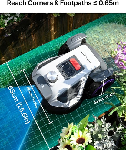 ANTHBOT M5 Lidar Robot Lawn Mower, 360°LiDAR+Vision Perimeter Wire Free 1/4 Acre, Vision Obstacle Avoidance Robotic Lawnmower with Automatic Mapping Zone Division, 45% Slope, App Control