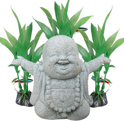 livelyfish Buddha Fish Tank Decor Asian Stone Buddha Figurines for Aquarium Zen Garden Fish Tank Statue Decorations Mini Stone Buddha Zen Garden Sculptures Decor,Gift, E