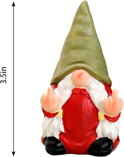 Middle Finger Female Gnome Mini 3.5in,Double Bird Gnome - Naughty Funny Outdoor Decoration for Yard Patio Lawn Ornament and Home Decor,Fairy Garden
