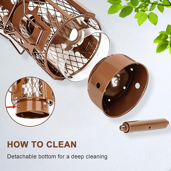Gbekery Squirrel Proof Bird Feeders for Outdoors Hanging, Brown | Metal Wild Bird Feeders for Small Birds with Weight Activated Perches, Weatherproof and Durable, Perfect for Backyard Garden