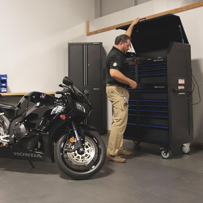 Montezuma Tool Box - 46" x24" 11 Drawer Rolling Tool Cabinet with Multiple Power Outlets & Black Powder Coat Finish - M462411TC