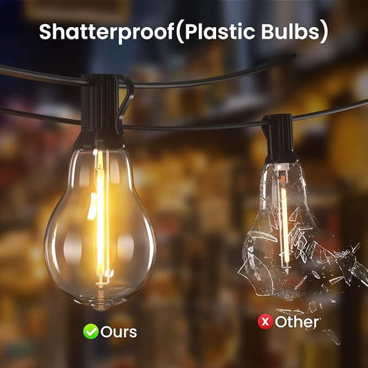 200FT Outdoor Lights with 106 Shatterproof Bulbs(6 Spare), IP45 Waterproof Outside String Lights, Patio String Lights Hanging for Party, Yard, Porch, Bistro, 2200K Adjustable Warm White Light