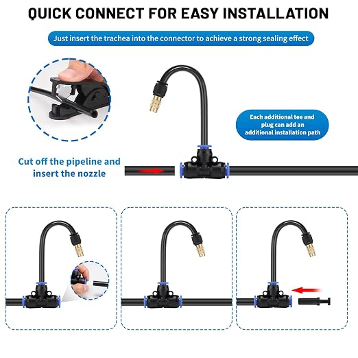 50FT Drip Irrigation System, Complete Garden Watering Kit with Rust-Proof Copper Nozzles - UV Stabilized Flexible Hose for Lawn, Greenhouse, Patio Plants