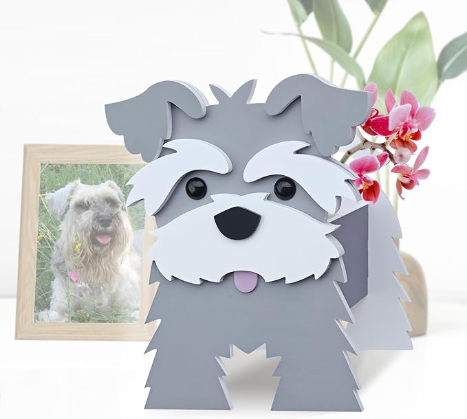 Schnauzer Gray Dog Planter, Cute Animal Shape Flower Planters, Plant Pots for Indoor/Outdoor Garden Decor, Unique Gifts/Souvenirs for Pet Lovers
