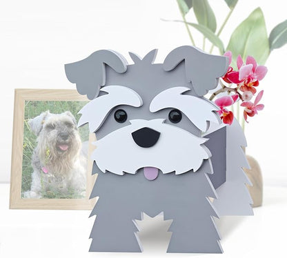 Schnauzer Gray Dog Planter, Cute Animal Shape Flower Planters, Plant Pots for Indoor/Outdoor Garden Decor, Unique Gifts/Souvenirs for Pet Lovers