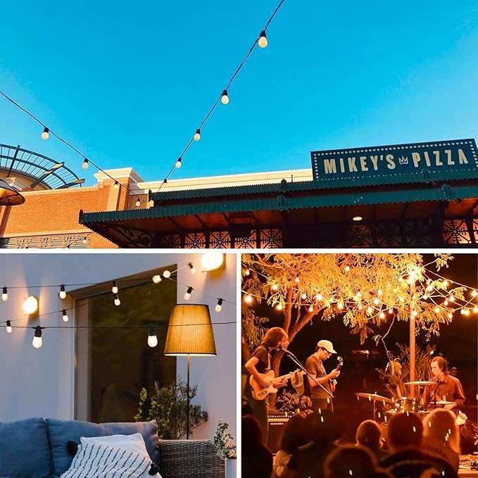 LED Outdoor String Lights, 96FT Patio String Lights with S14 30+4(Spare) Plastic Shatterproof Bulbs, ETL Listed IP65 Waterproof Heavy-Duty for Backyard Lights,Bistro Lights,Cafe Lights