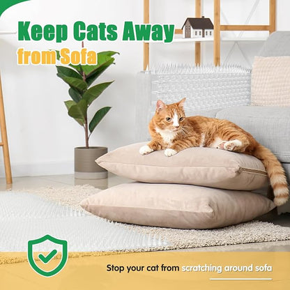 Zipcase 16 Pack Scat Mat for Cats - 13 x 16 In Updated Dual Length Cat Deterrent Mat with Narrower & Denser Spikes, More Effective For Indoor & Outdoor Cat Repellent Fence Covers 24 Sq.ft (3456 Sq.in)
