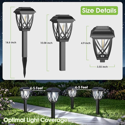 Greluna Solar Pathway Lights Outdoor 10 Pack, 6000K Auto On/Off Waterproof Solar Powered Garden Lights, Energy Saving Landscape Outside Lights for Yard, Walkway, Patio & Driveway Decor