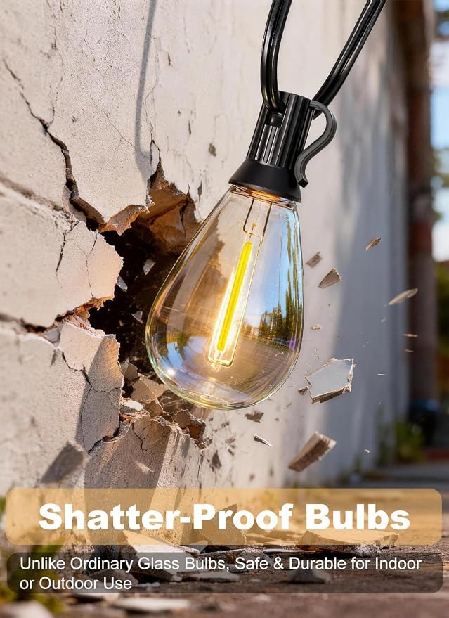 100FT Outdoor String Lights Waterproof, 36+1 Shatterproof S11 LED Bulbs, Extra Long Patio Lights for Outside, Bistro Cafe Decor, Backyard Garden Hanging Lights, Outside Fence Light String