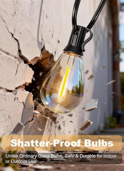 50FT Outdoor String Lights Waterproof, 20+1 Shatterproof S11 LED Bulbs, Extra Long Patio Lights for Outside, Bistro Cafe Decor, Backyard Garden Hanging Lights, Outside Fence Light String
