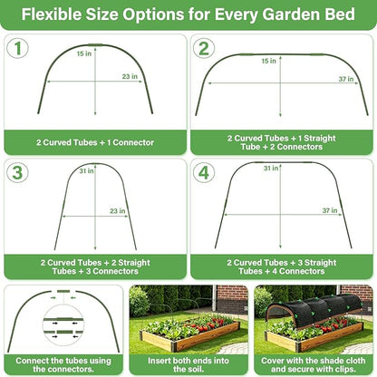 Garden Shade Cloth Kit 10x10FT, 50% Sunblock Garden Shade for Plants with 6 Sets Garden Hoops & Clips, UV Resistant Raised Bed Shade Cover for Outdoor Plants, Vegetables & Greenhouse