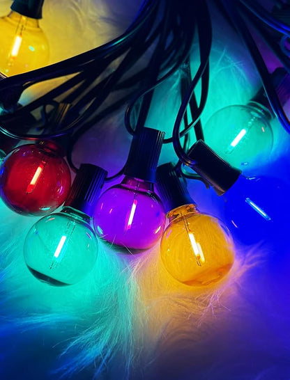 G40 LED Outdoor Christmas String Lights, 25FT Hanging Globe String Light | 25+2 Shatterproof Clear Multicolor Lights, Connectable, Waterproof Patio Lights for Balcony Pergola Decor, Green Wire