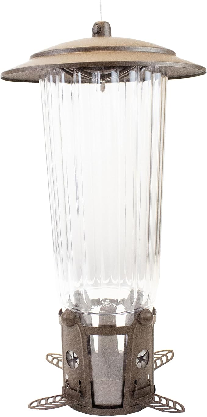 Perky-Pet Squirrel-Be-Gone Max Bird Feeder, (4) Flexport Feeding Stations | Squirrel-Proof Metal Hanging Feeder for Outdoors, Weight-Activated Ladder-Style Perches, 4lb Seed Capacity, 334-1SR