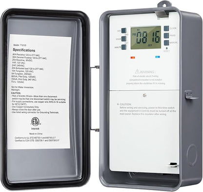 Suraielec Pool Timer, 7-Day 24-Hour Digital Pool Pump Timer, 40 AMP Heavy Duty, 120/240/277 VAC, Outdoor Metal Casing, Electric Switch Box for Swimming Pump, Hot Water Heater, Spa, Lights