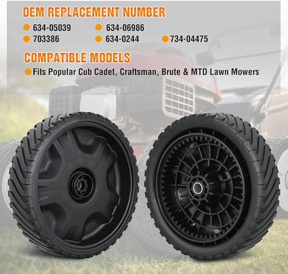 Yesker Lawn Mower Drive Wheels Replacement 8 Inch 634-05039 Assembly, Lawnmower Wheels Compatible with Troy-Bilt, Craftsman, TB200 TB210 TB220 TB230 TB270ES TB280ES, 2-Pack