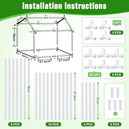 Mini Greenhouse with Grow Light for Indoor, PVC Planting Tent with Waterproof Mat & Zipper Door,15W Full-Spectrum LED Plant Grow Light and Timer for Seed Starter Tray for Indoor and Outdoor Plants