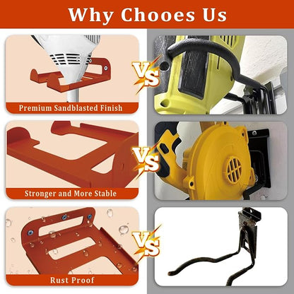 Weed Eater Hanger, Heavy Duty Trimmer Wall Mount Rack for Garage Tool Storage, Metal Weed Wacker Holder Organizer for Grass Trimmer, Blower & Garden Power Tools, Shed Wall Mount Bracket (Orange-1pack)